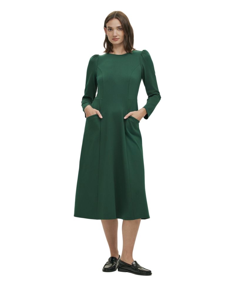 Women's Felice Ponte Jersey Long-Sleeve A-Line Midi Dress