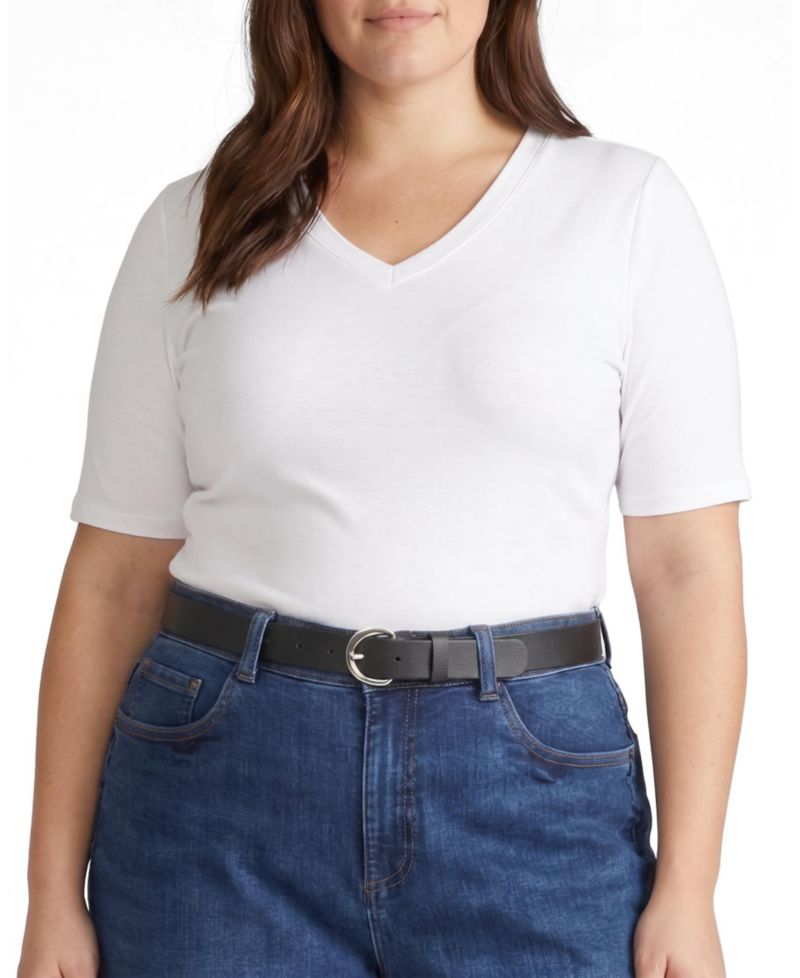 Plus Size Maia Stovepipe Sleeve V Neck Tee