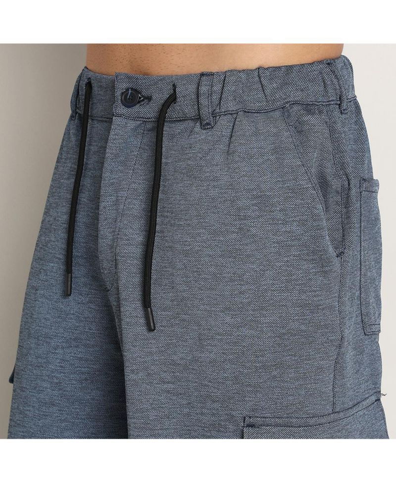 Men's Prussian Blue Heathered-Relaxed Cargo Trousers