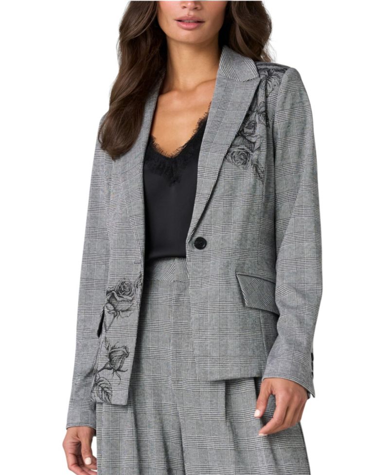 Women's Plaid Notch-Collar Blazer