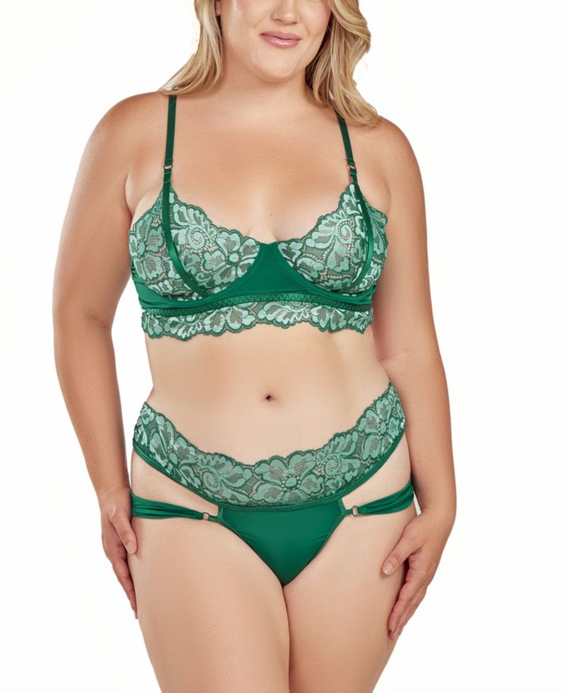 Plus Size Underwire Bra and Panty Lingerie Set