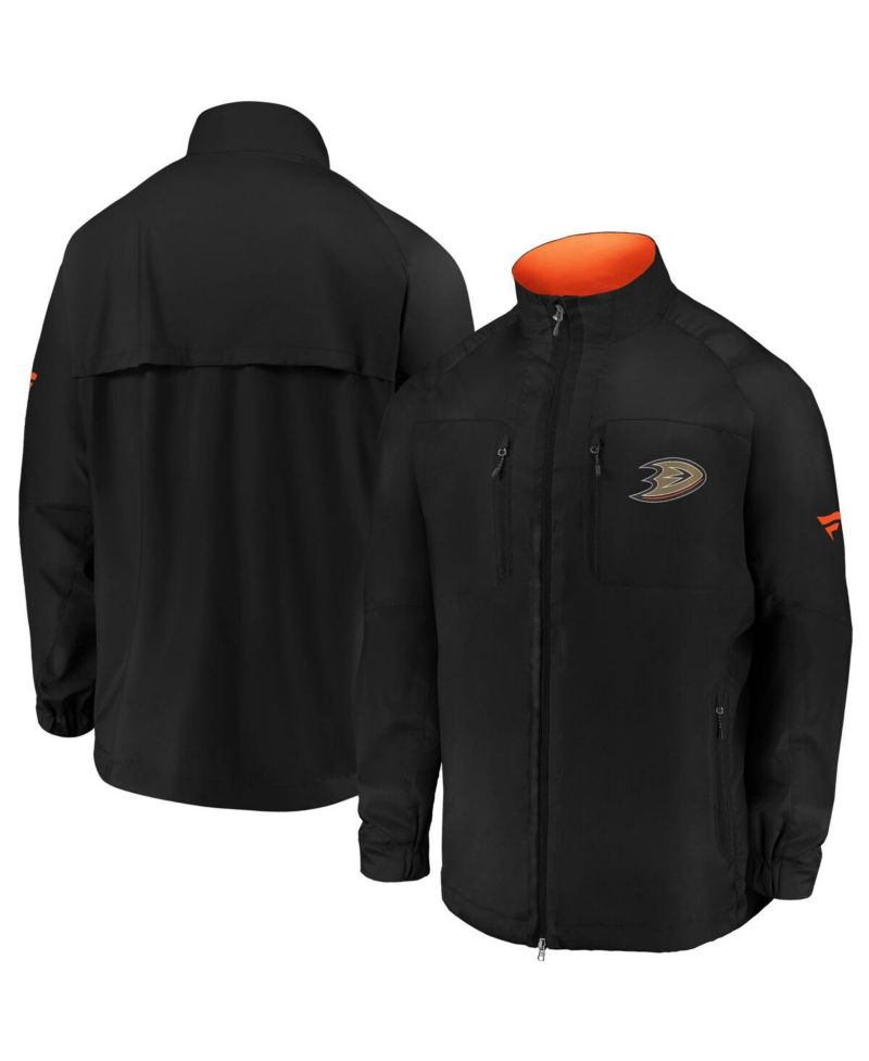 Men's Black Anaheim Ducks Authentic Pro Locker Room Rink Raglan Full-Zip Jacket