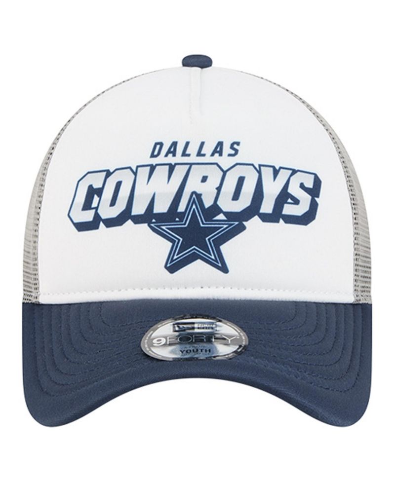 Big Boys and Girls White/Navy Dallas Cowboys Streak 9FORTY A-Frame Adjustable Hat