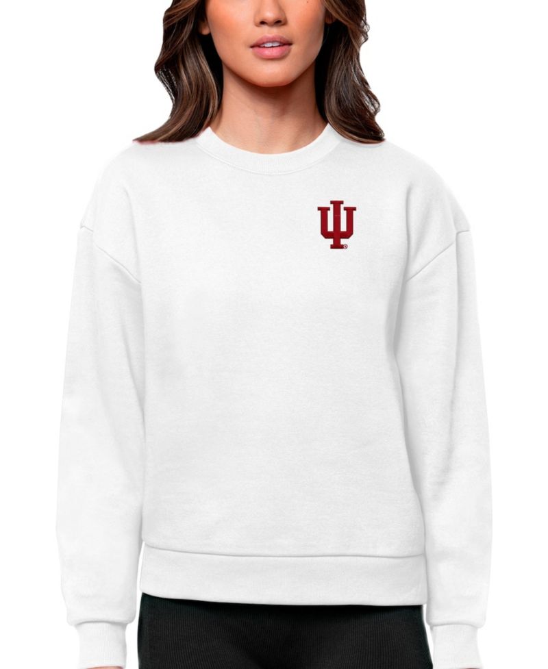 Women's White Indiana Hoosiers Logo Victory Crewneck Pullover Sweatshirt