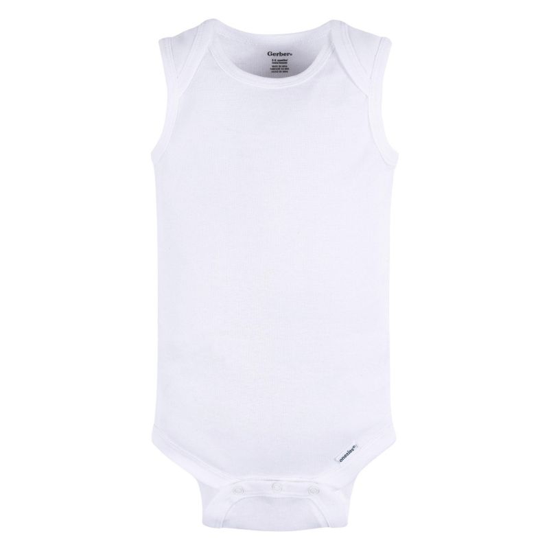 Baby Boys or Baby Girls White Sleeveless Onesies Bodysuits, 5-Pack