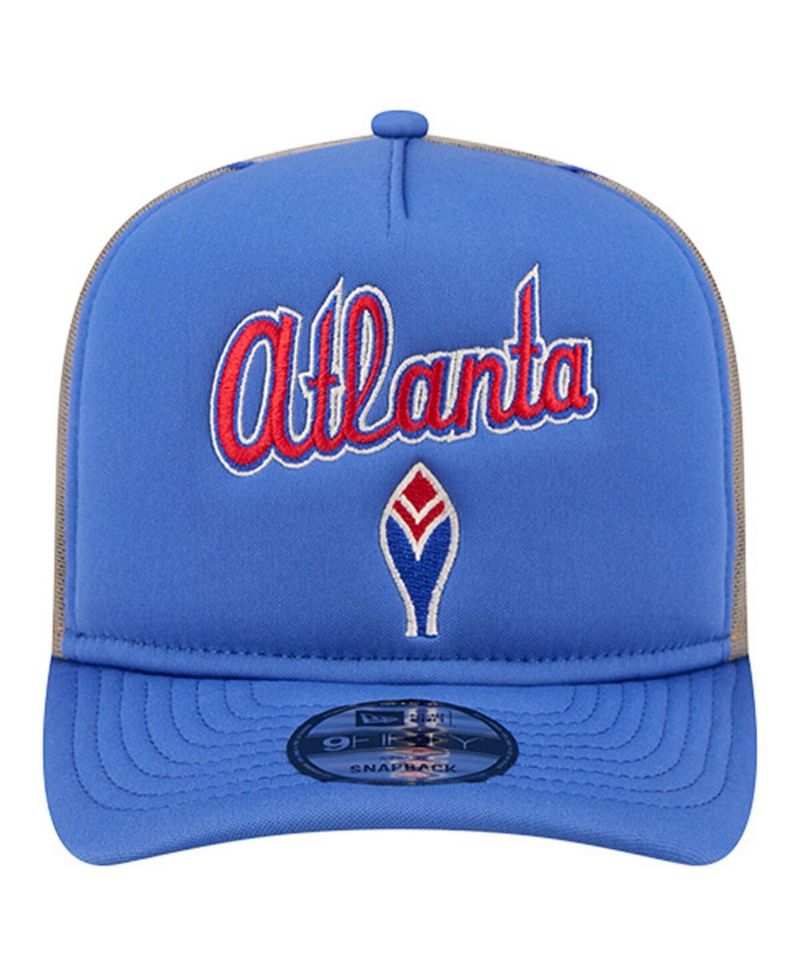 Men's Royal Atlanta Braves Vintage Arched Foam Front 9FIFTY A-Frame Adjustable Trucker Hat