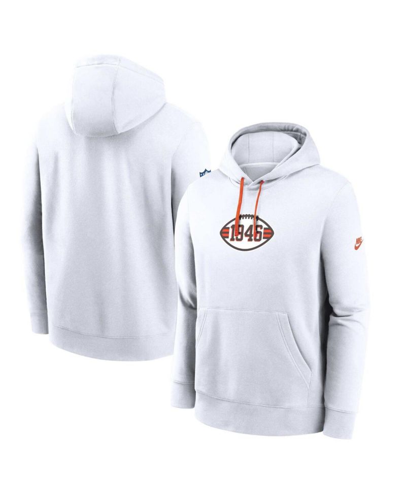 Men's White Cleveland Browns 2023 Sideline Club Alternate Tri-Blend Pullover Hoodie