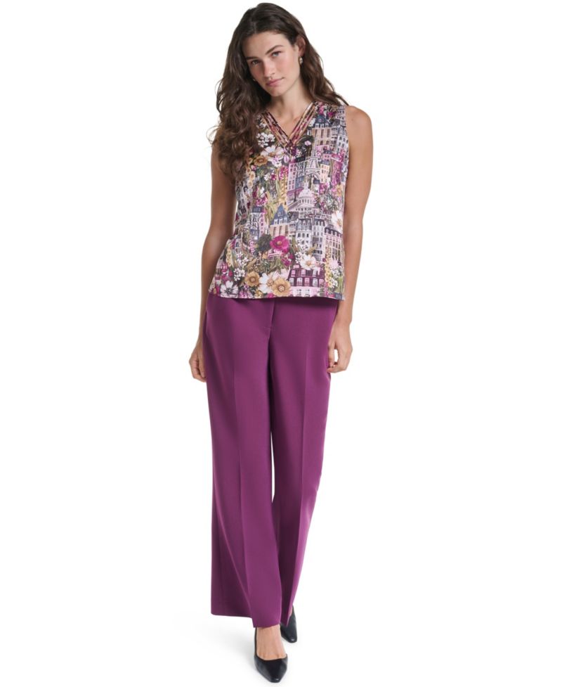 Petite Floral V-Neck Woven Blouse