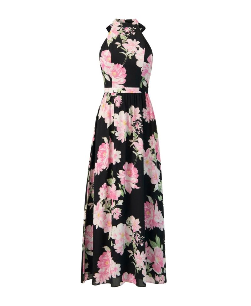 Women's Floral Halter Neck Backless Maxi Dress