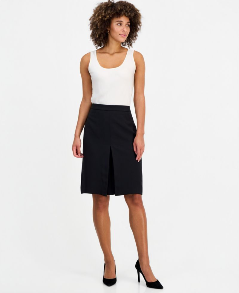 Women's Pleat-Front Crepe A-Line Skirt