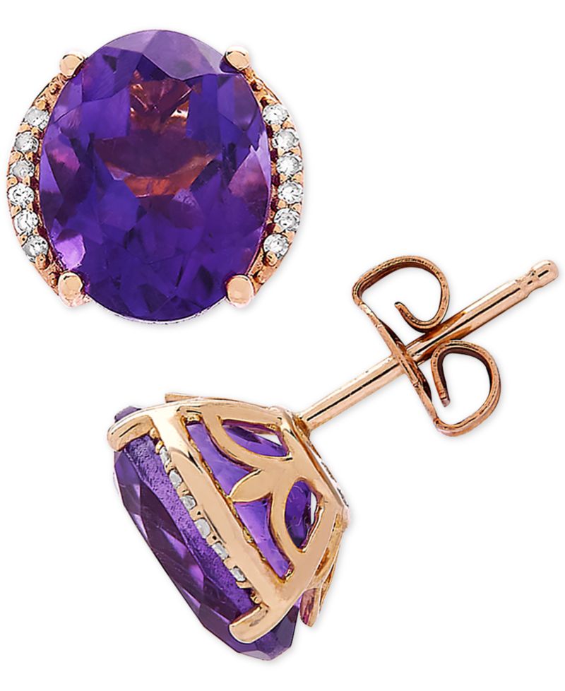 Amethyst (3-1/5 ct. t.w.) & Diamond Accent Stud Earrings in 14k Gold