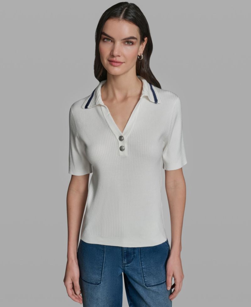 Women's Short-Sleeve Collared Sweater
