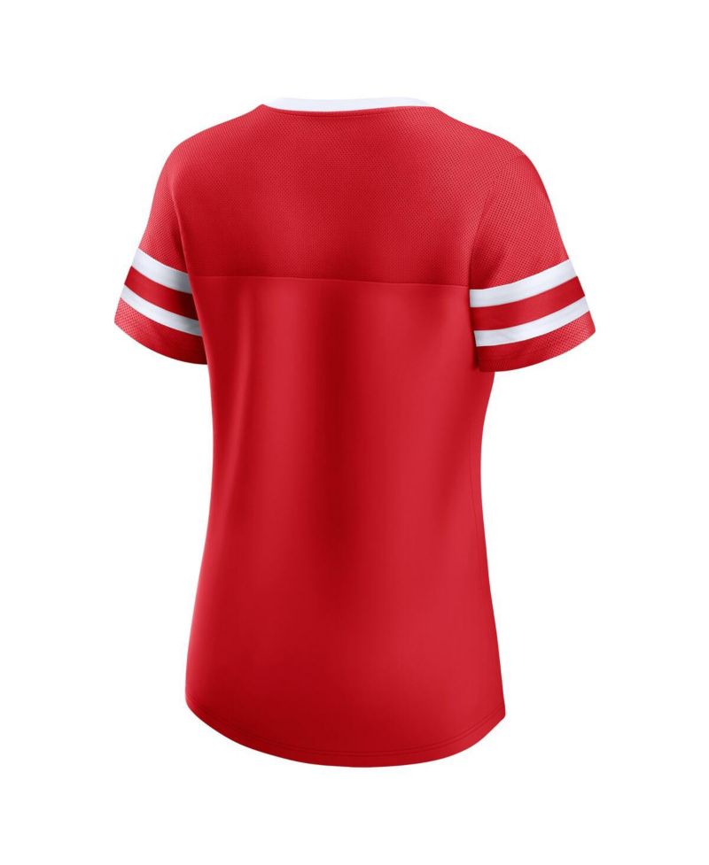 Women's Red Wisconsin Badgers Iconic Athena Lace-Up T-Shirt