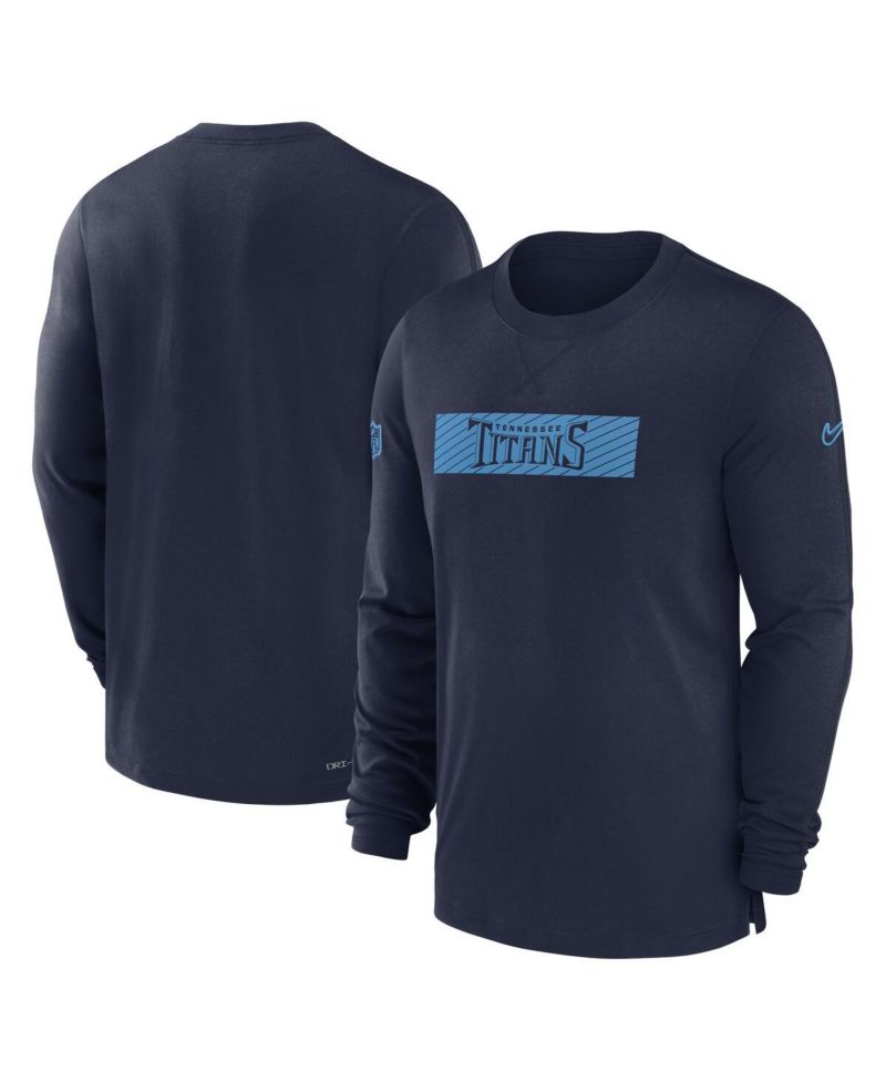 Men's Navy Tennessee Titans Sideline Player Performance Long Sleeve T-Shirt