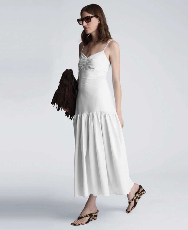 Women's Sweetheart Neck Bubble Flounce Midi Dress