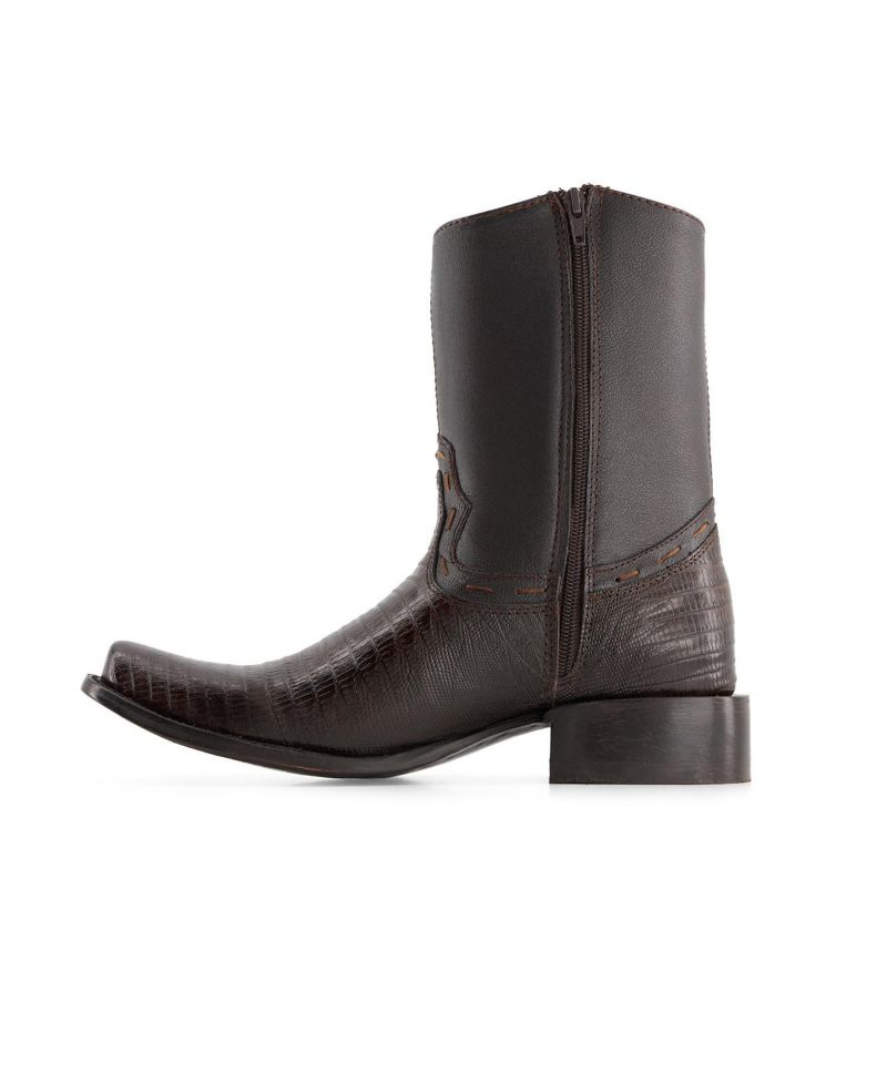 Men's Leather Cowboy Boots with Square Toe