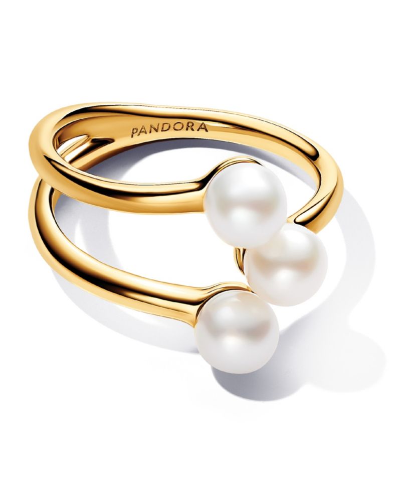 Treated Freshwater Cultured Pearl Open Ring in 14k Gold-plated