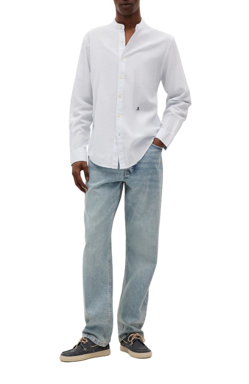 Men's Striped Linen Mao Shirt