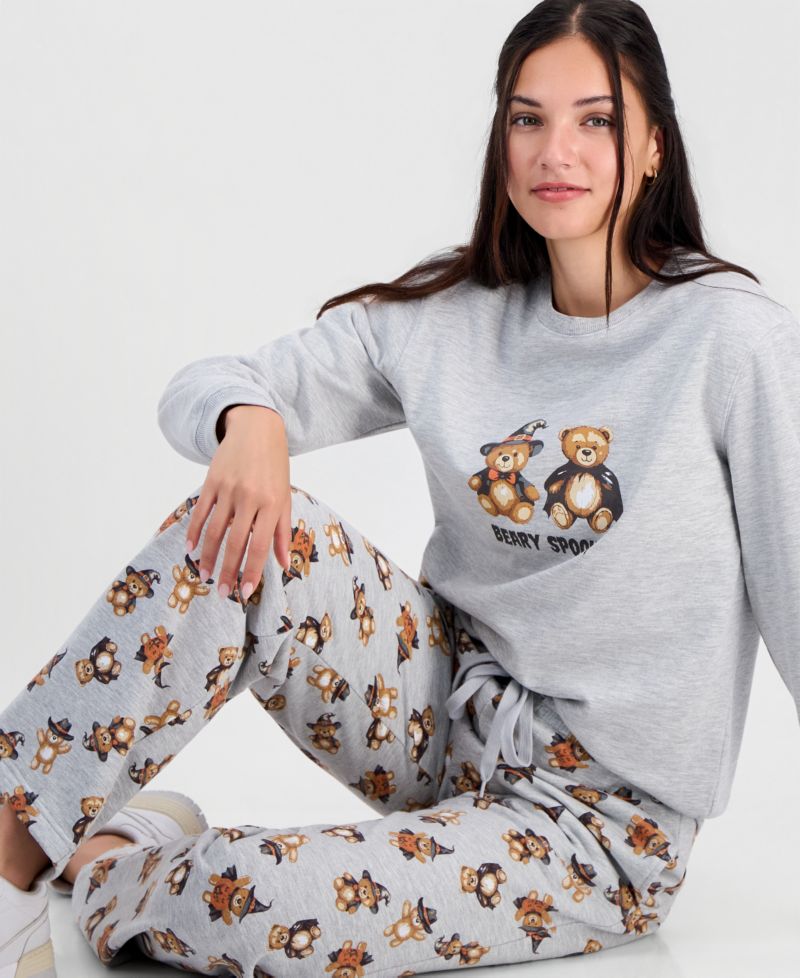 Juniors' Halloween Teddy Bear Crewneck Sweatshirt