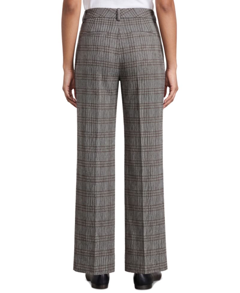 Women's Kelsey Herringbone Plaid Wide-Leg Trousers