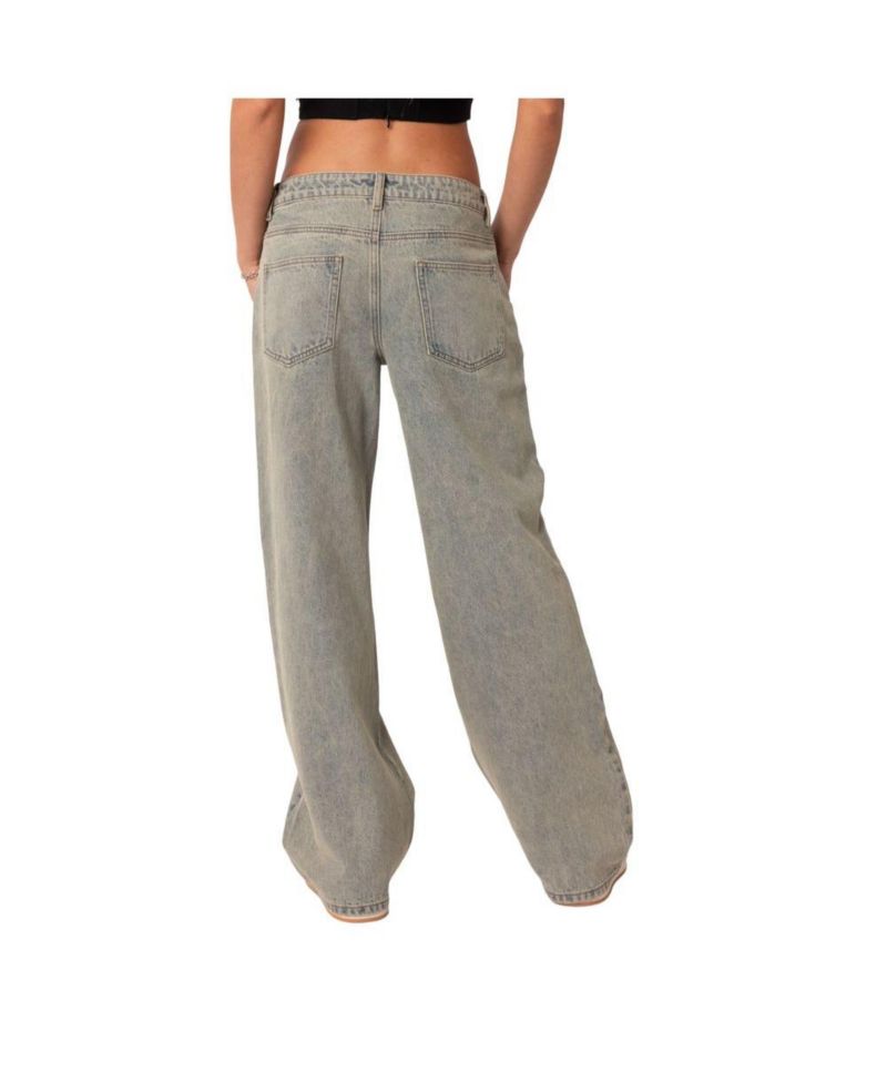Women's Magda Acid Wash Low Rise Baggy Jeans