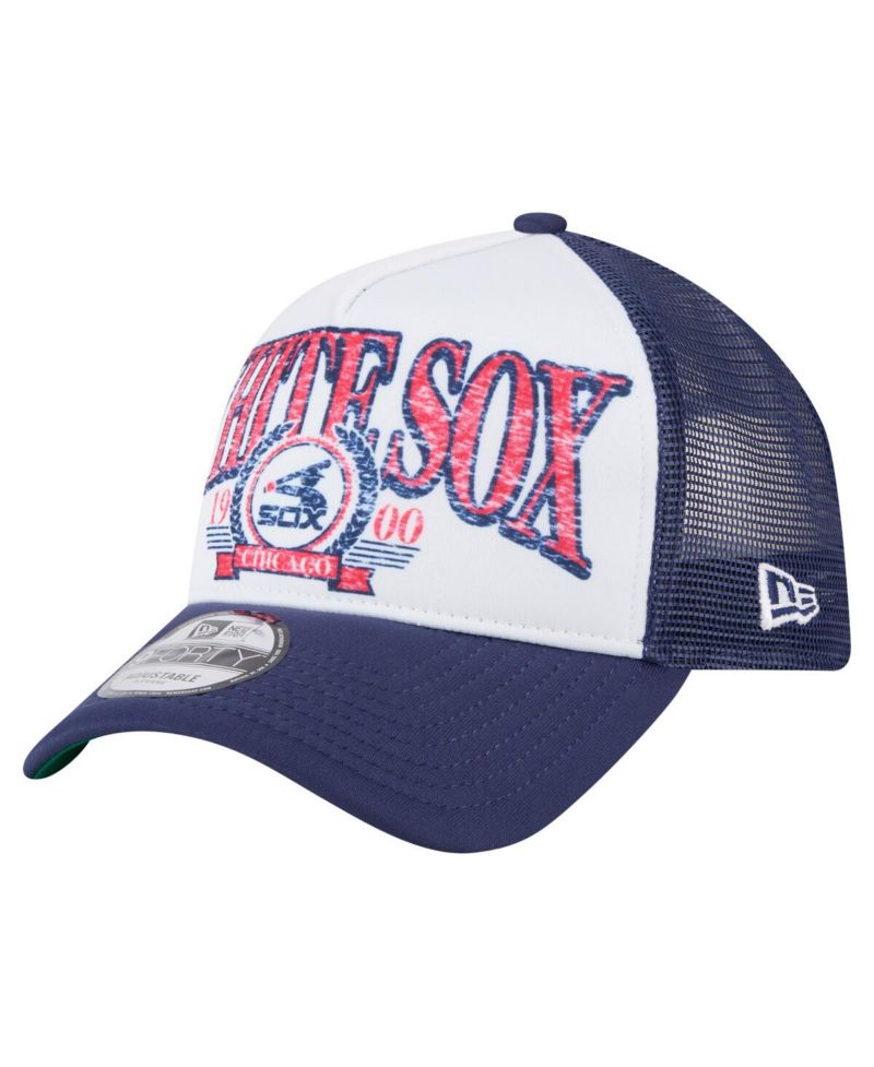 Men's White Chicago White Sox Distressed 9FORTY A-Frame Adjustable Trucker Hat