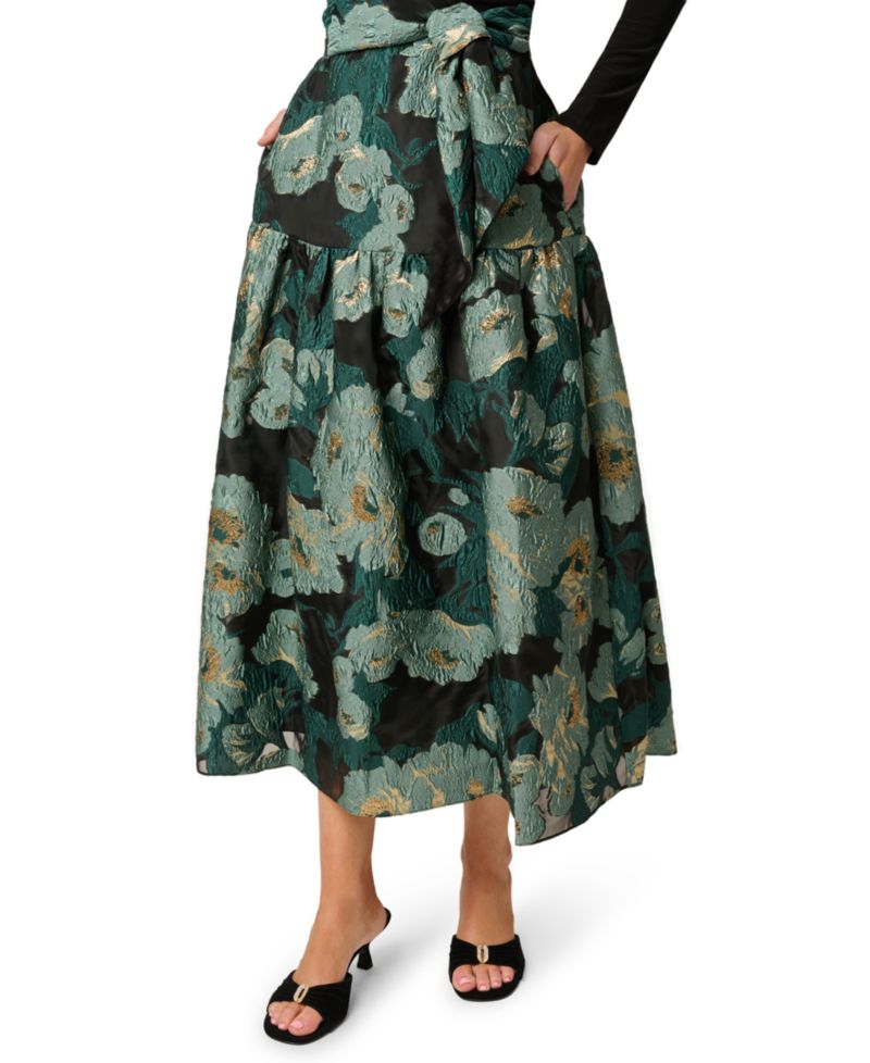 Women's Floral Jacquard V-Neck Dress