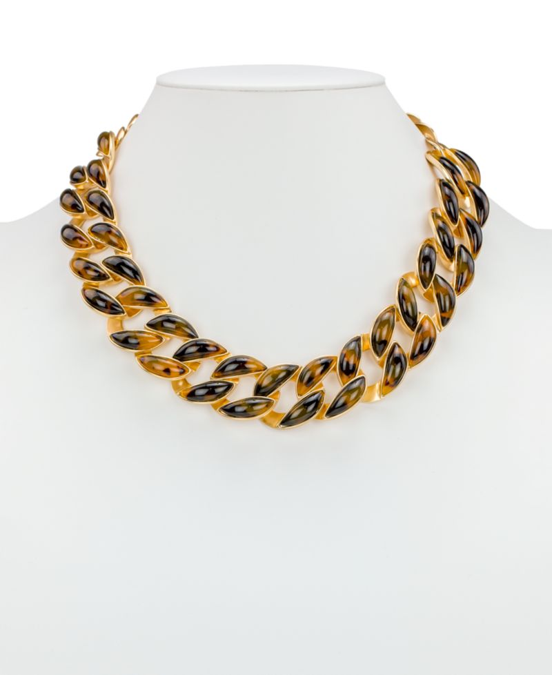 Pave Tortoise Resin Collection Graduated Link Necklace