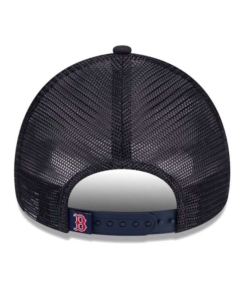 Women's White/Navy Boston Red Sox Throwback Team Foam Front A-Frame Trucker 9Forty Adjustable Hat