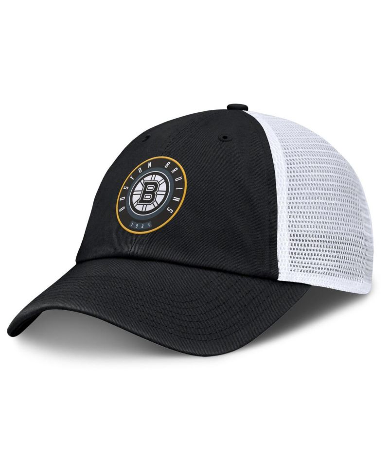 Men's Black/White Boston Bruins Averie Trucker Adjustable Hat