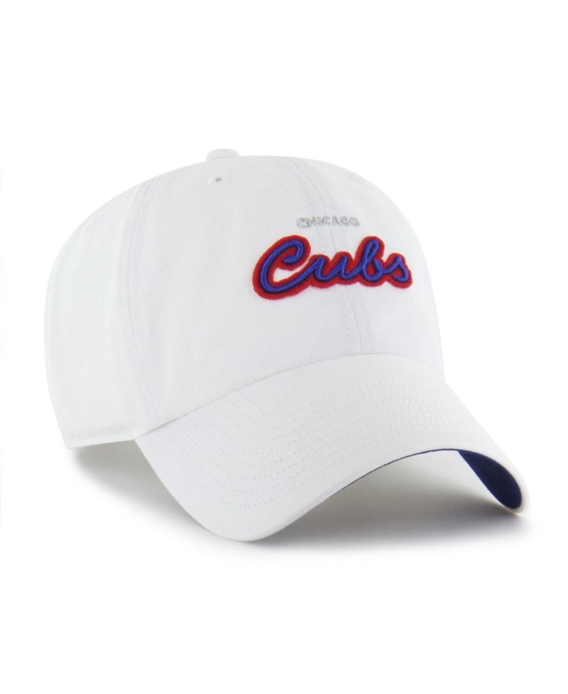 Women's White Chicago Cubs Trendy Script Clean Up Adjustable Hat