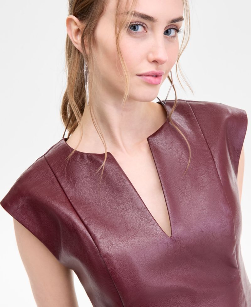 Juniors' Faux Leather Mini Dress