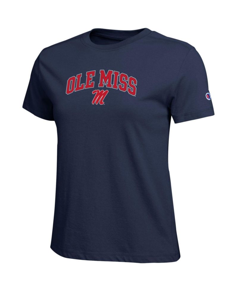 Women's Navy Ole Miss Rebels Arched Over Logo T-Shirt