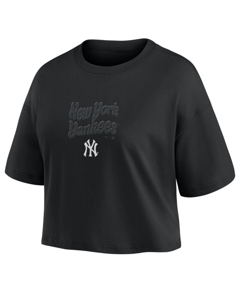 Women's New York Yankees Blackout Wave Cropped Top