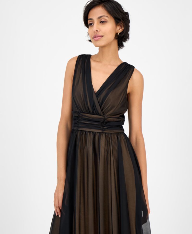 Plus Size Sleeveless Chiffon Midi Dress