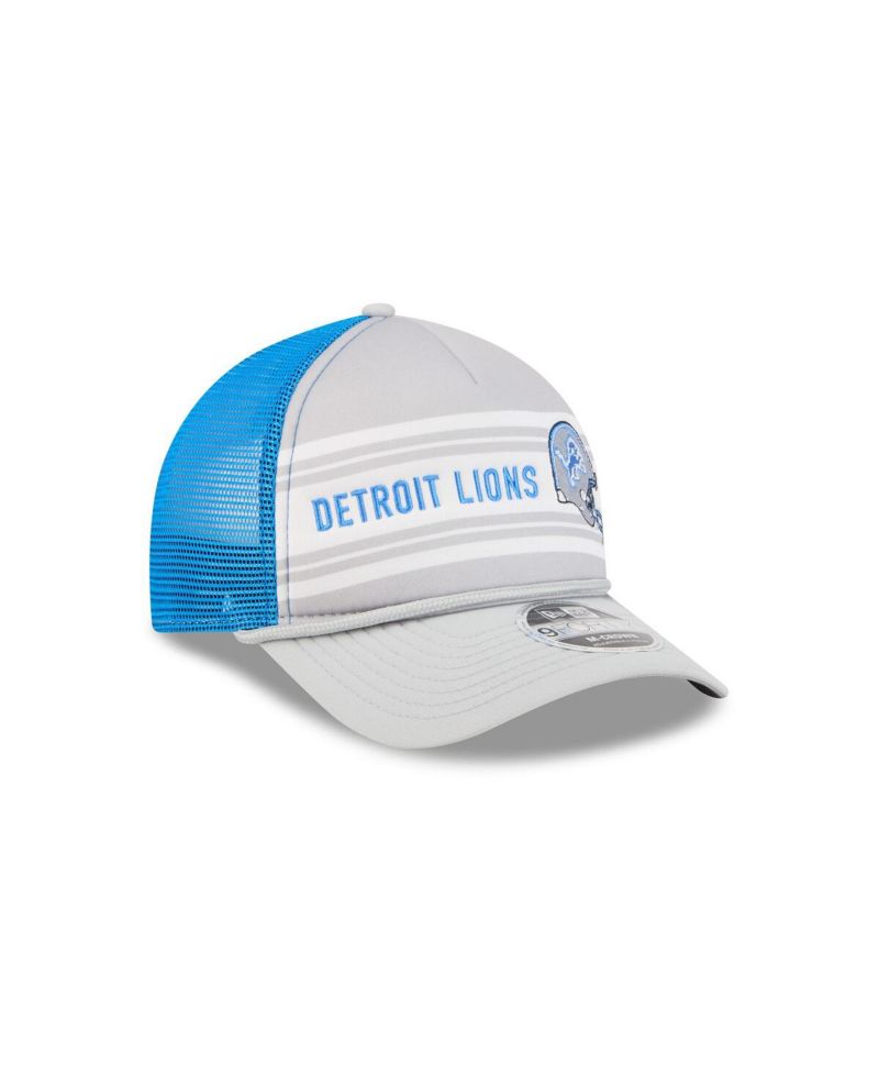 Men's Gray Detroit Lions Linear A-Frame 9FORTY Adjustable Hat