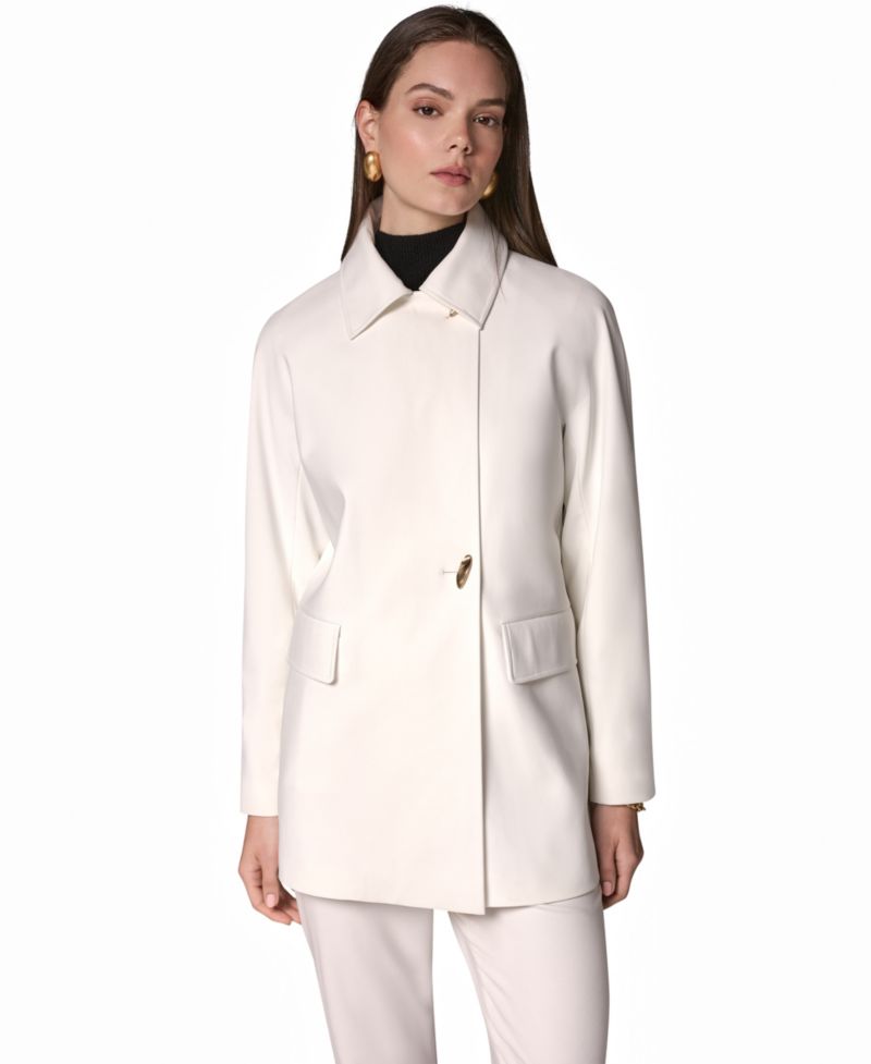 Women's Buttoned Water-Resistant Lined Raincoat
