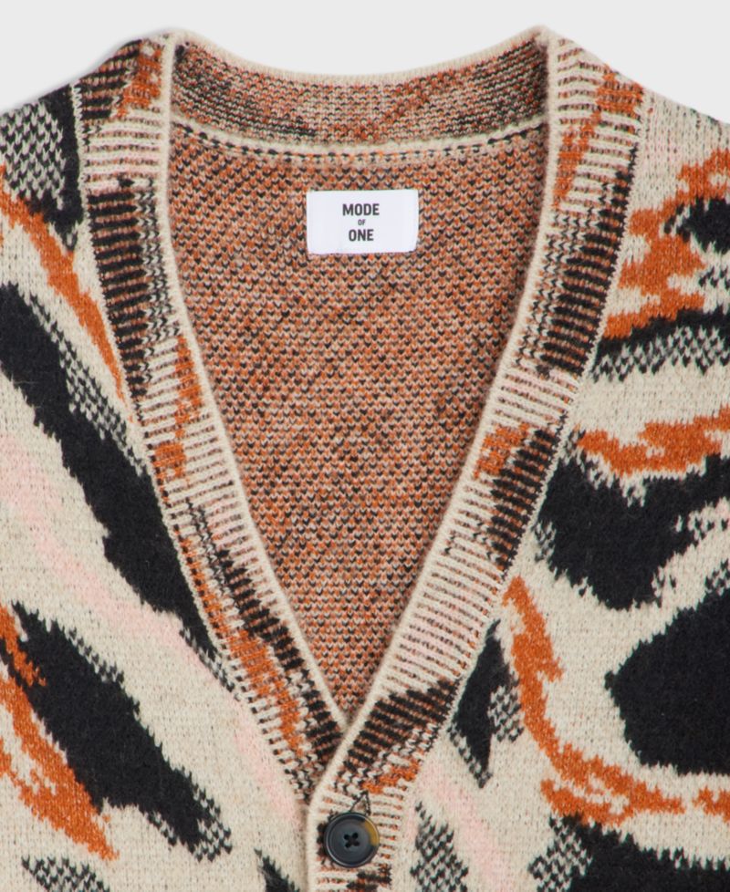 Men's Animal-Print Relaxed-Fit Cardigan
