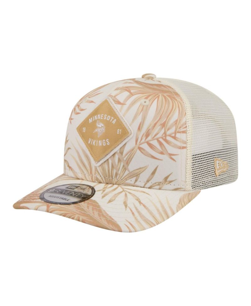 Men's Tan Minnesota Vikings Tonal Palm COOLERA 9SEVENTY Adjustable Trucker Hat