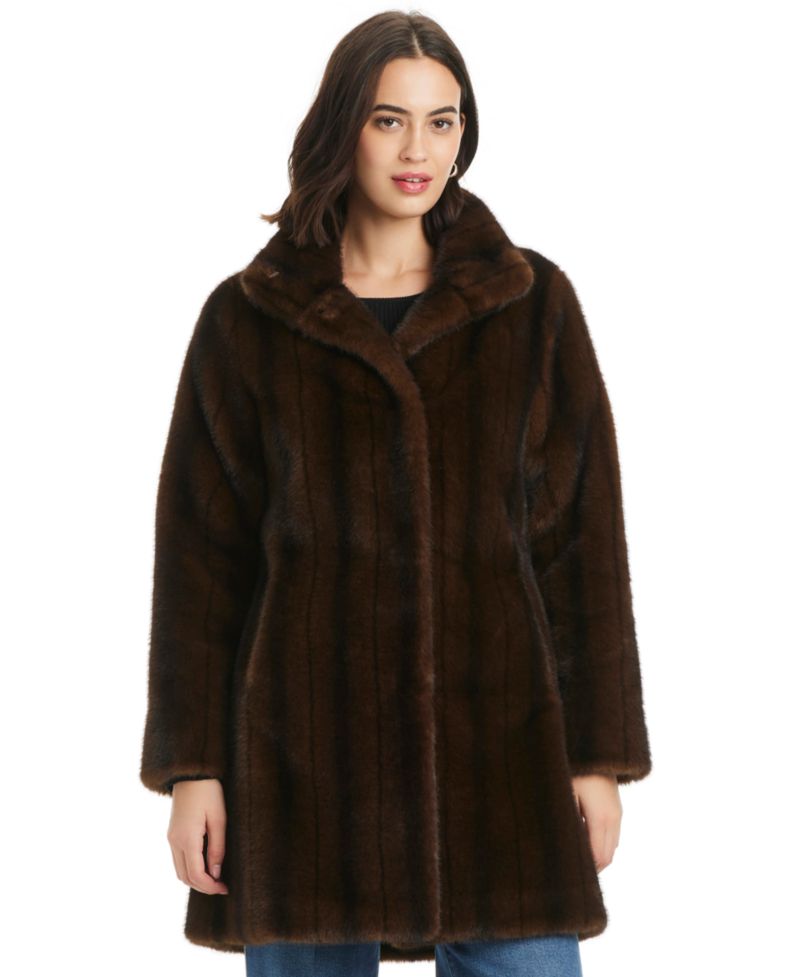 Women's Collared Faux-Fur Coat