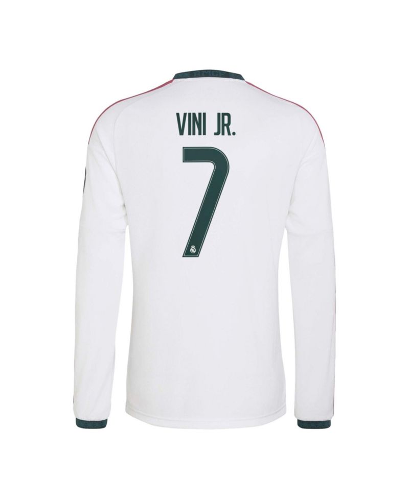 Men's Vini Jr. White Real Madrid 2026/27 Home Replica Long Sleeve Jersey