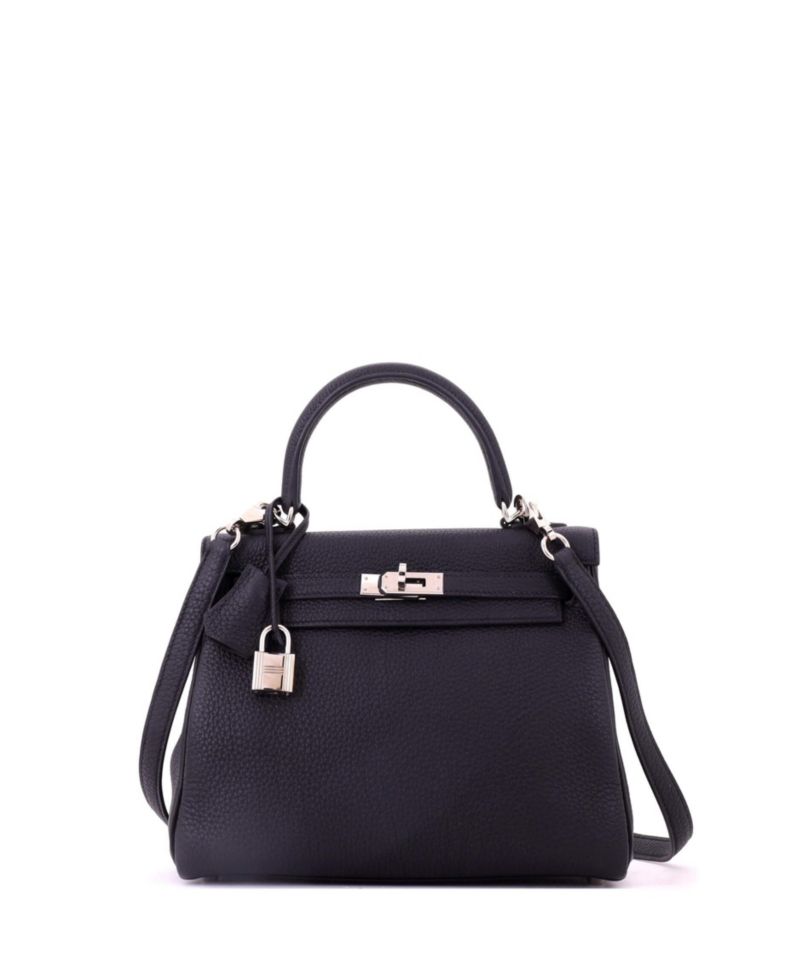 Kelly 25 Handbag Black Togo with Palladium Hardware