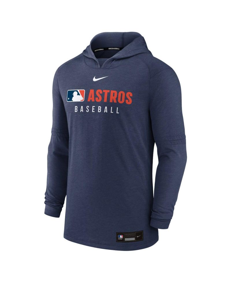 Men's Heather Navy Houston Astros Authentic Collection Tri-Blend Performance Pullover Hoodie