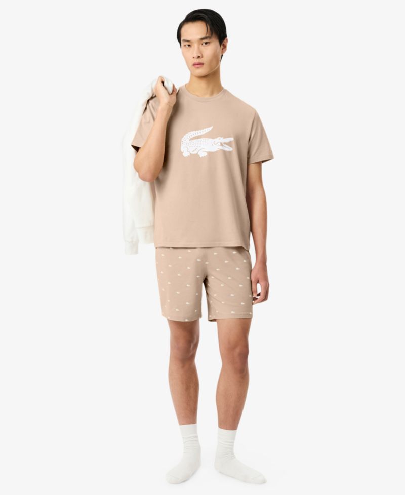 Men's Crewneck Short-Sleeve T-Shirt and Pajama Shorts, 2-Piece Set