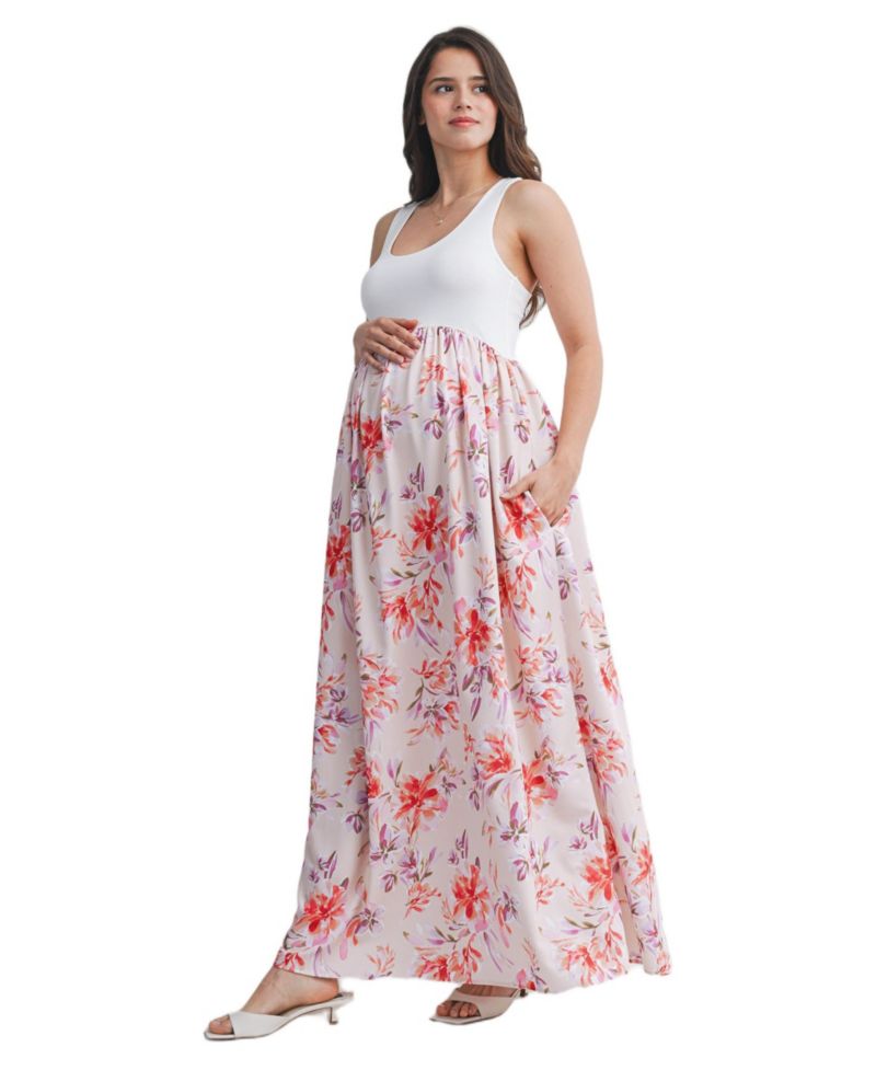 Women's Floral Scoop Neck Sleeveless Maxi Dress