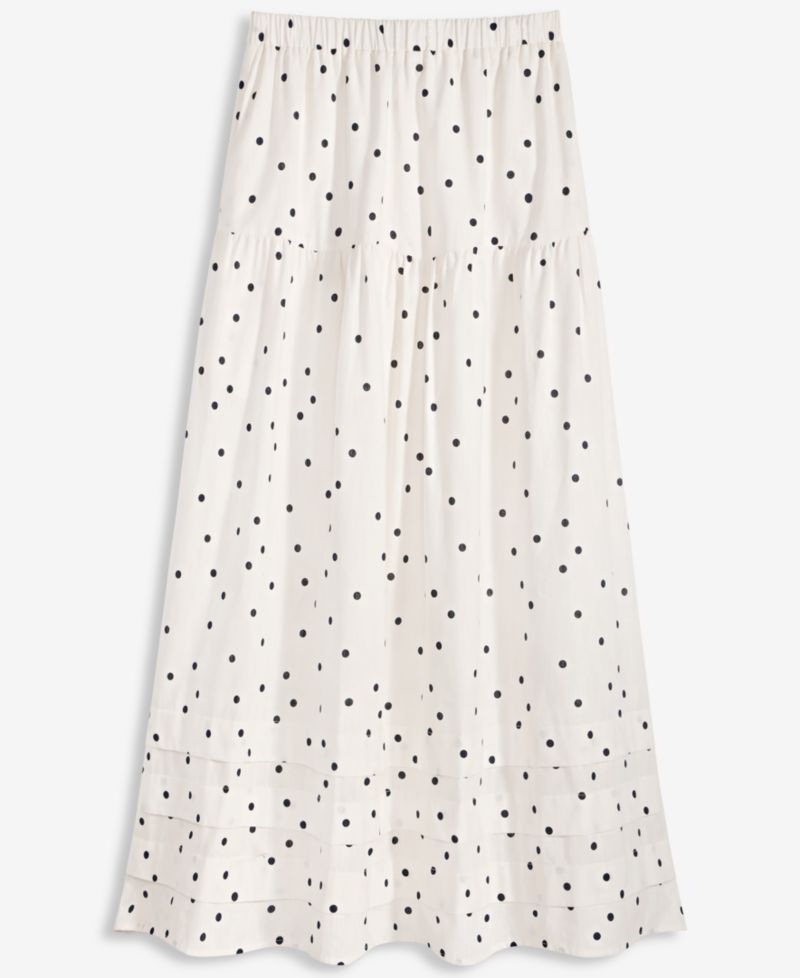 Women's Dot-Print Tiered Midi Skirt