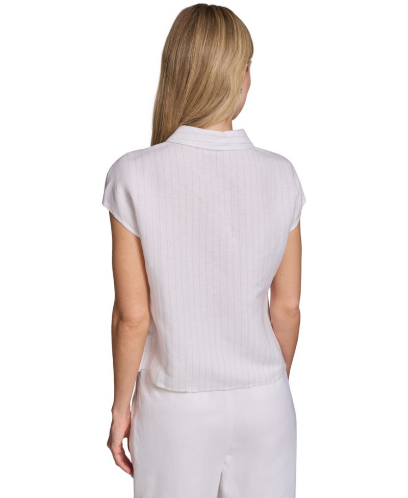 Petite Short-Sleeve Collared Top
