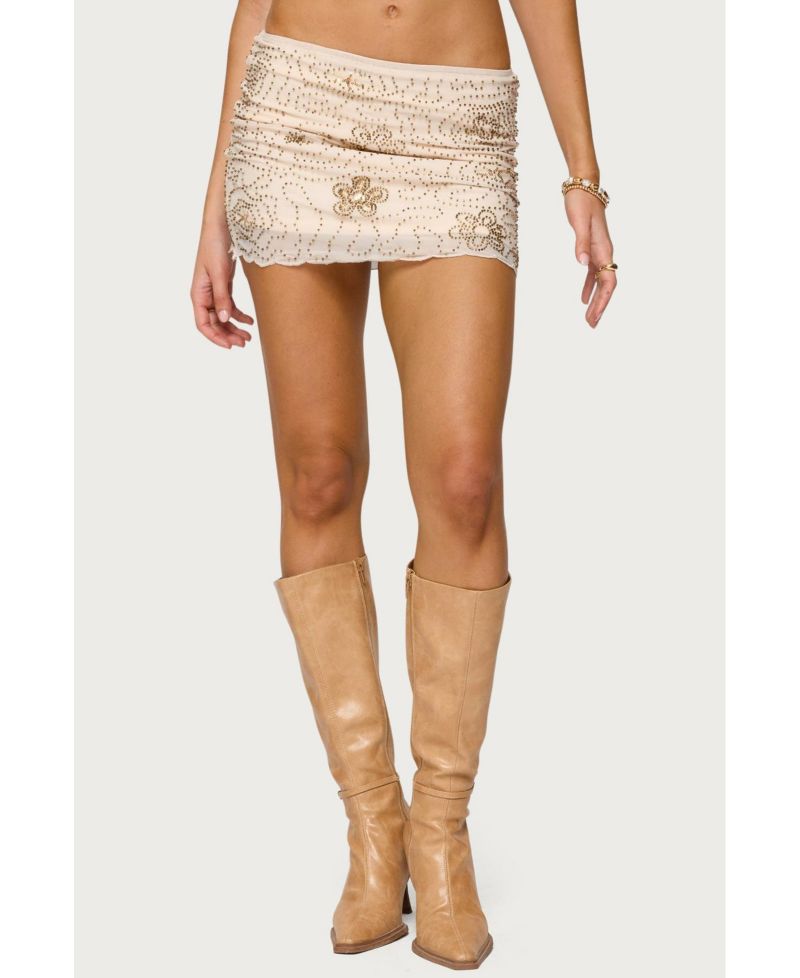 Womens Astrid Beaded Mini Skirt