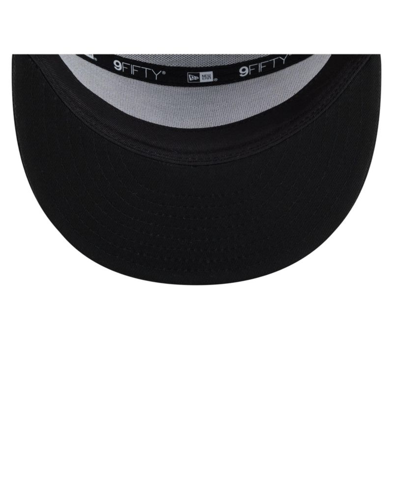 Men's Black Golden State Warriors Block Split Panel 9FIFTY Snapback Hat