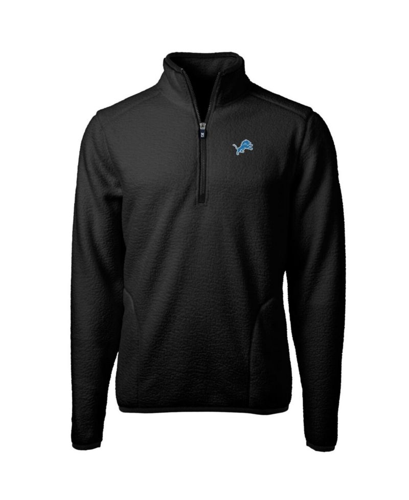 Men's Black Detroit Lions Big & Tall Cascade Sherpa Fleece Quarter-Zip Pullover Jacket